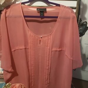 Lane Bryant. Coral sheer blouse